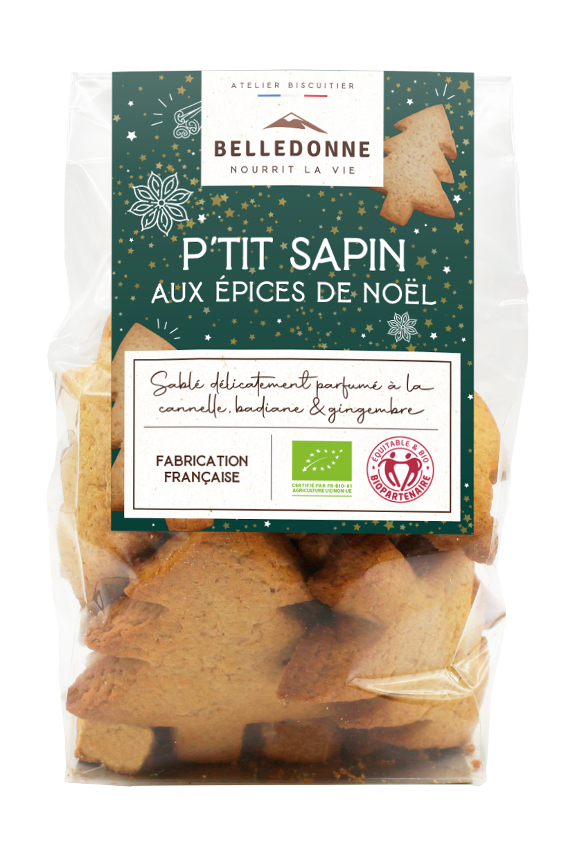 Belledonne Biscuits sapin aux épices de Noël bio 150g - 000679